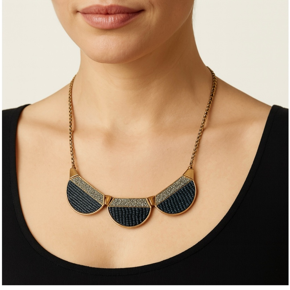 Kenneth Cole Gold and Black Bib Necklace